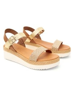 Leren Haksandalen Lichtbruin/goudkleurig -Gstar Kleding Winkel abril flowers leren haksandalen lichtbruin goudkleurig 1