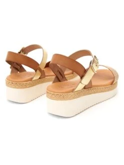 Leren Haksandalen Lichtbruin/goudkleurig -Gstar Kleding Winkel abril flowers leren haksandalen lichtbruin goudkleurig 2