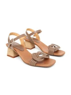Leren Haksandalen Taupe -Gstar Kleding Winkel abril flowers leren haksandalen taupe 1