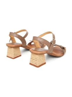 Leren Haksandalen Taupe -Gstar Kleding Winkel abril flowers leren haksandalen taupe 2