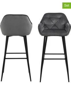 2-delige Set: Barkrukken "Brooke" Grijs - (B)52 X (H)104 X (D)53 Cm