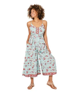 Jumpsuit Lichtblauw/beige/rood