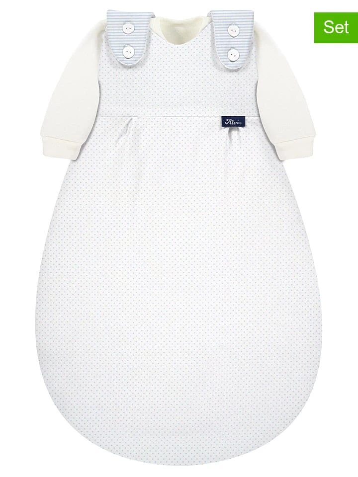 Alvi 3-delige Set: Babyslaapzak "Max" Wit/lichtblauw 3 Alvi 3-delige Set: Babyslaapzak "Max" Wit/lichtblauw