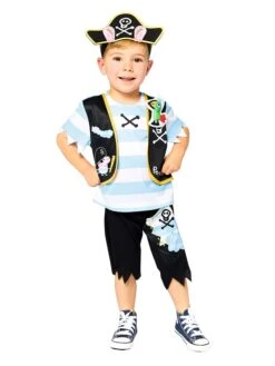 AMSCAN 3-delig Kostuum "George Pirat" Zwart/lichtblauw