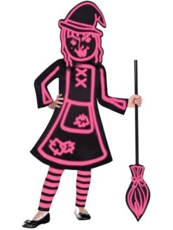 AMSCAN 4-delig Pakje "Glow In The Dark Heks" Zwart/roze