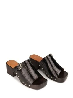 Leren Slippers "Macarena" Zwart -Gstar Kleding Winkel anaki leren slippers macarena zwart 1