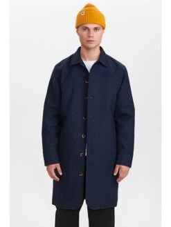 Anerkjendt Wollen Mantel "Bjarne" Donkerblauw