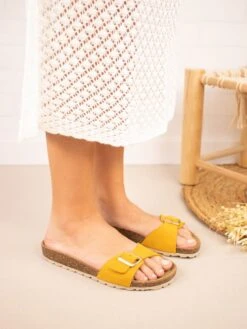 Leren Slippers Geel -Gstar Kleding Winkel babunkers family leren slippers geel 4