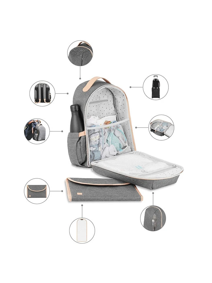 BabyMoov Luierrugzak "Le Pyla" Grijs - (B)30 X (H)38 X (D)18 Cm 7 BabyMoov Luierrugzak "Le Pyla" Grijs - (B)30 X (H)38 X (D)18 Cm - Afbeelding 5