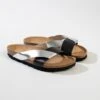 Leren Slippers "Tingo" Zilverkleurig/zwart -Gstar Kleding Winkel backsun leren slippers tingo zilverkleurig zwart