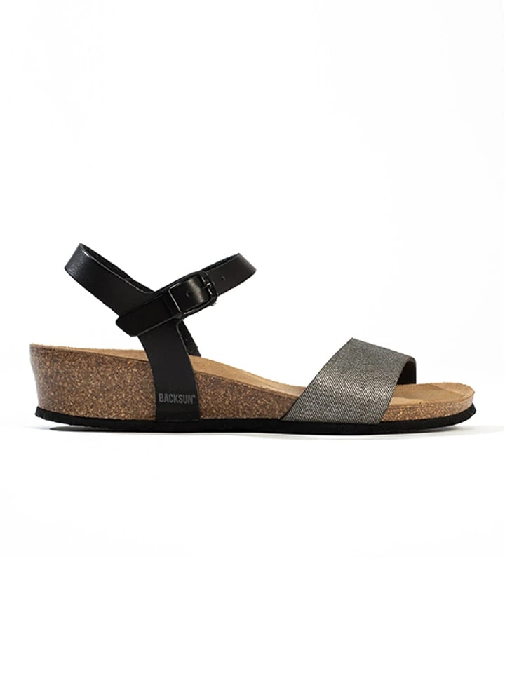 Sleehaksandalen "Calabria" Zwart/zilverkleurig 4 Sleehaksandalen "Calabria" Zwart/zilverkleurig - Afbeelding 2