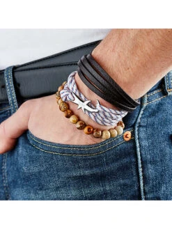 Leren Armband "Wagram" Bruin -Gstar Kleding Winkel bastille baobab leren armband wagram bruin 1