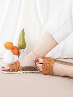 Leren Slippers "Topaze" Lichtbruin -Gstar Kleding Winkel bayton leren slippers topaze lichtbruin 4