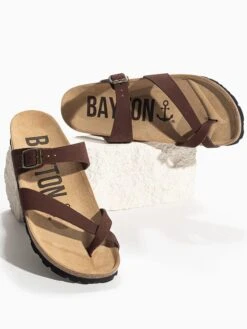 Leren Teenslippers "Diane" Bruin -Gstar Kleding Winkel bayton leren teenslippers diane bruin 4