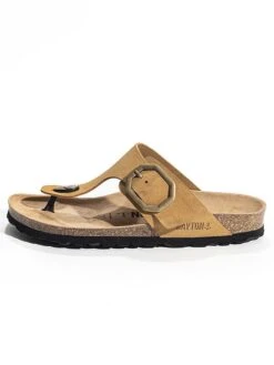 Leren Teenslippers "Mercure" Camel -Gstar Kleding Winkel bayton leren teenslippers mercure camel 2