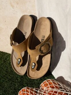 Leren Teenslippers "Mercure" Camel -Gstar Kleding Winkel bayton leren teenslippers mercure camel 4