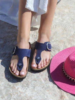 Leren Teenslippers "Mercure" Donkerblauw -Gstar Kleding Winkel bayton leren teenslippers mercure donkerblauw 5