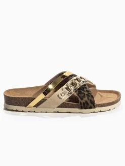 Slippers "Magritte" Beige/goudkleurig -Gstar Kleding Winkel bayton slippers magritte beige goudkleurig 2