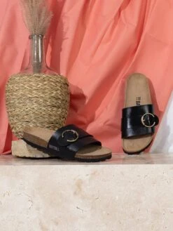 Slippers "Orense" Zwart -Gstar Kleding Winkel bayton slippers orense zwart 4