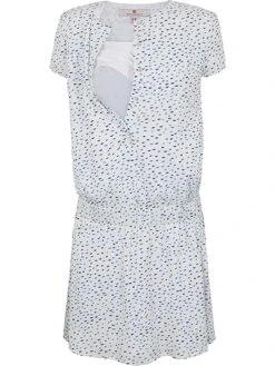 Zwangerschapsjurk Met Voedfunctie Wit/blauw -Gstar Kleding Winkel bellybutton zwangerschapsjurk met voedfunctie wit blauw 2