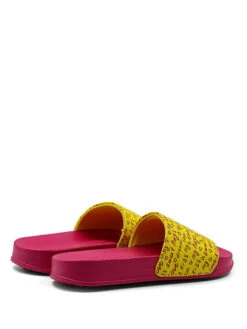 Benetton Slippers Roze/geel -Gstar Kleding Winkel benetton slippers roze geel 2