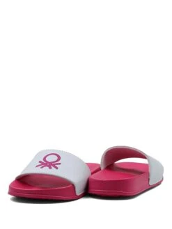 Benetton Slippers Roze/wit -Gstar Kleding Winkel benetton slippers roze wit 3
