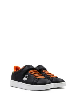 Benetton Sneakers Zwart/oranje/wit -Gstar Kleding Winkel benetton sneakers zwart oranje wit 1