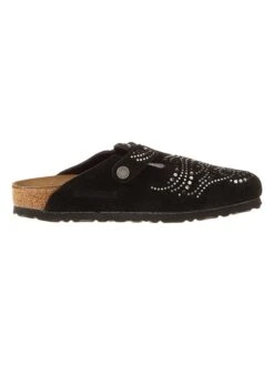 Birkenstock Leren Slippers "Boston" Zwart - Wijdte S -Gstar Kleding Winkel birkenstock leren slippers boston zwart wijdte s 1