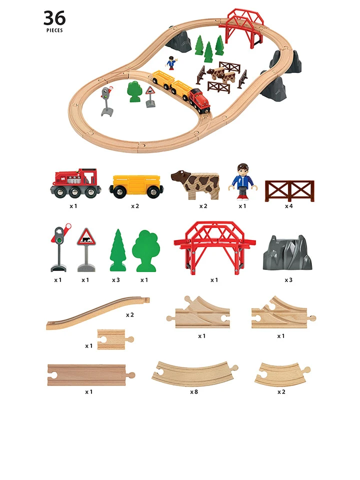 Brio 36-delige Spoorbaanset "Plattelandsleven Met Brug" - Vanaf 3 Jaar 5 Brio 36-delige Spoorbaanset "Plattelandsleven Met Brug" - Vanaf 3 Jaar - Afbeelding 3