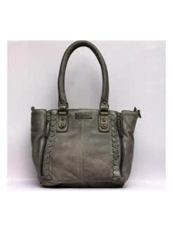 Leren Schoudertas "Jackie" Antraciet - (B)27 X (H)25 X (D)15 Cm