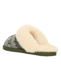 Bullboxer Pantoffels Donkergroen/crème -Gstar Kleding Winkel bullboxer pantoffels donkergroen creme 3