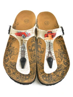 Teenslippers Crème/meerkleurig -Gstar Kleding Winkel calceo teenslippers creme meerkleurig 1