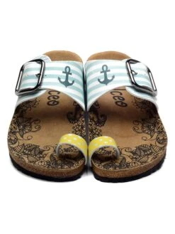 Teenslippers Lichtblauw/geel -Gstar Kleding Winkel calceo teenslippers lichtblauw geel 1