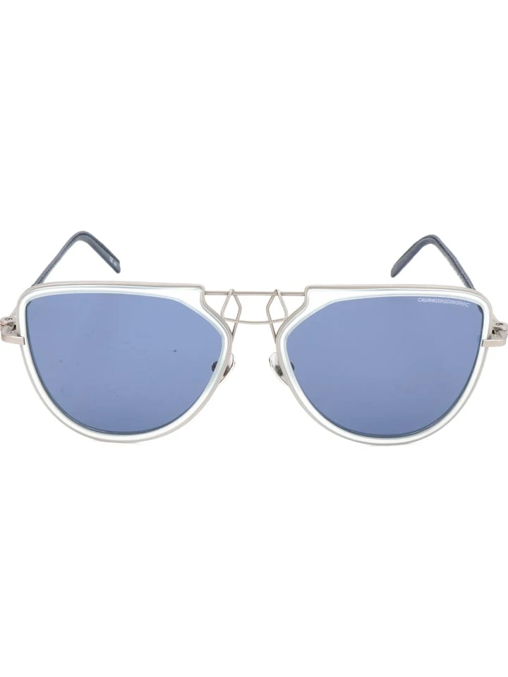 Calvin Klein Dameszonnebril Zilverkleurig/blauw 3 Calvin Klein Dameszonnebril Zilverkleurig/blauw