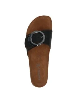 Caprice Leren Slippers "Sunset" Zwart -Gstar Kleding Winkel caprice leren slippers sunset zwart 4