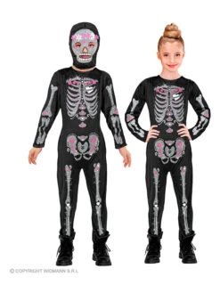 2-delig Kostuum "Glitter Skelet" Zwart
