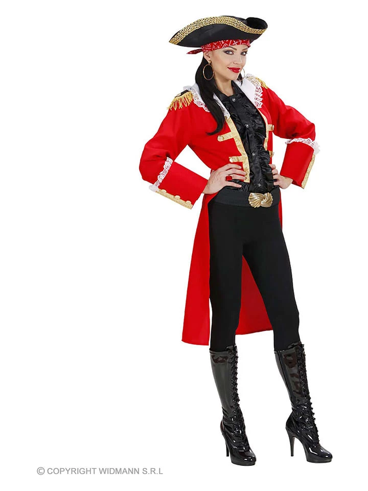 2-delig Kostuum "Piratenkapitein" Rood 4 2-delig Kostuum "Piratenkapitein" Rood - Afbeelding 2