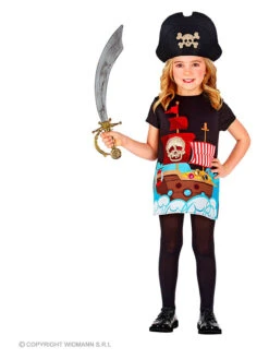 2-delig Kostuum "Piratenkapitein" Zwart/meerkleurig