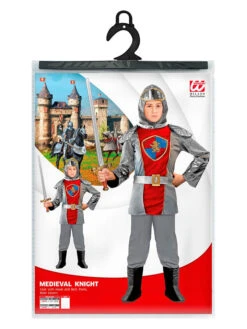 3-delig Kostuum "Middeleeuwse Ridder" Zilverkleurig/rood -Gstar Kleding Winkel carnival party 3 delig kostuum middeleeuwse ridder zilverkleurig rood 1