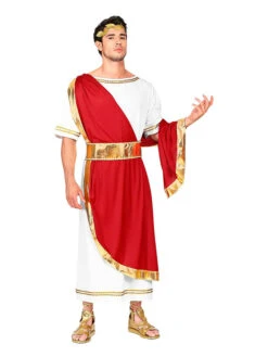 3-delig Kostuum "Romeinse Keizer" Wit/rood 8 3-delig Kostuum "Romeinse Keizer" Wit/rood -Gstar Kleding Winkel carnival party 3 delig kostuum romeinse keizer wit rood 1
