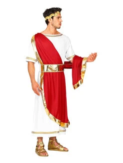 3-delig Kostuum "Romeinse Keizer" Wit/rood 9 3-delig Kostuum "Romeinse Keizer" Wit/rood -Gstar Kleding Winkel carnival party 3 delig kostuum romeinse keizer wit rood 2