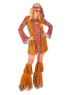 4-delig Kostuum "Hippie" Lichtbruin/rood 7 4-delig Kostuum "Hippie" Lichtbruin/rood -Gstar Kleding Winkel carnival party 4 delig kostuum hippie lichtbruin rood 1