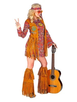 4-delig Kostuum "Hippie" Lichtbruin/rood 9 4-delig Kostuum "Hippie" Lichtbruin/rood -Gstar Kleding Winkel carnival party 4 delig kostuum hippie lichtbruin rood 3