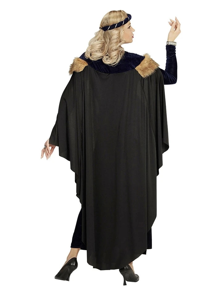 4-delig Kostuum "Middeleeuwse Prinses" Zwart/donkerblauw 6 4-delig Kostuum "Middeleeuwse Prinses" Zwart/donkerblauw - Afbeelding 4