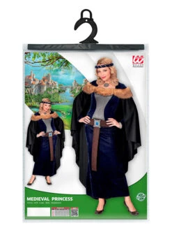 4-delig Kostuum "Middeleeuwse Prinses" Zwart/donkerblauw 11 4-delig Kostuum "Middeleeuwse Prinses" Zwart/donkerblauw -Gstar Kleding Winkel carnival party 4 delig kostuum middeleeuwse prinses zwart donkerblauw 4