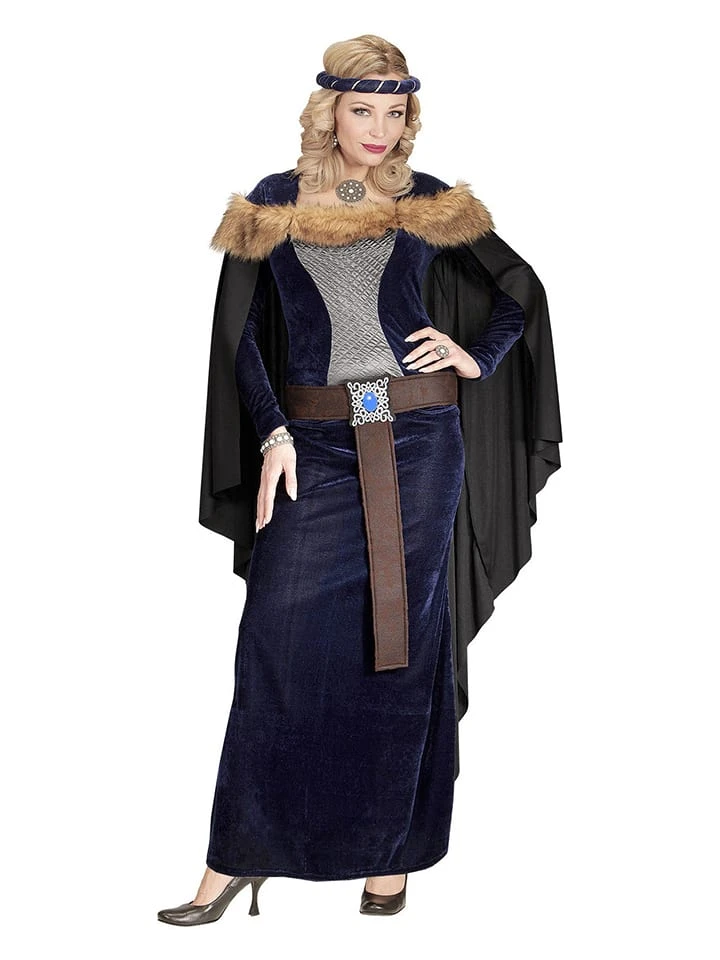 4-delig Kostuum "Middeleeuwse Prinses" Zwart/donkerblauw 3 4-delig Kostuum "Middeleeuwse Prinses" Zwart/donkerblauw