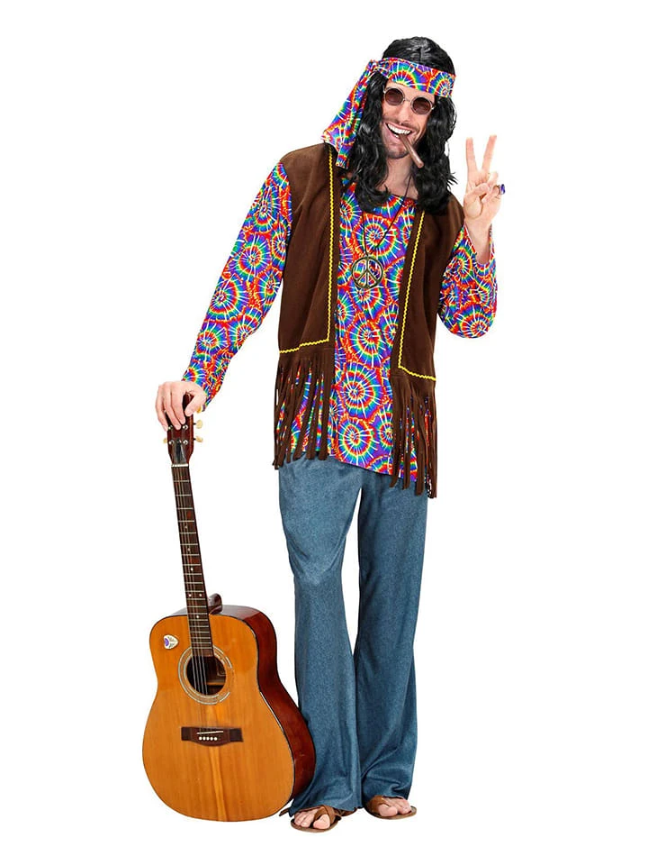 4-delig Kostuum "Psychodelic Hippie" Meerkleurig/bruin 4 4-delig Kostuum "Psychodelic Hippie" Meerkleurig/bruin - Afbeelding 2