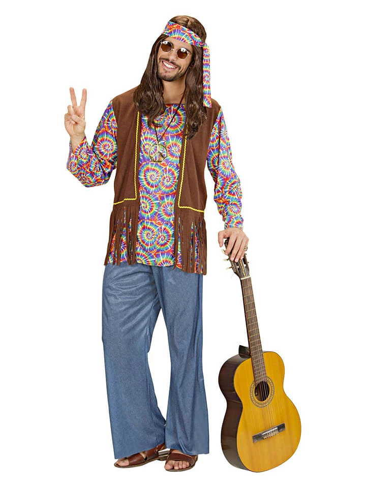 4-delig Kostuum "Psychodelic Hippie" Meerkleurig/bruin 3 4-delig Kostuum "Psychodelic Hippie" Meerkleurig/bruin
