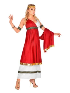 4-delig Kostuum "Romeinse Keizerin" Rood/wit 8 4-delig Kostuum "Romeinse Keizerin" Rood/wit -Gstar Kleding Winkel carnival party 4 delig kostuum romeinse keizerin rood wit 1