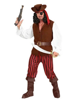 7-delig Kostuum "Piraat" Bruin/rood/wit 5 7-delig Kostuum "Piraat" Bruin/rood/wit -Gstar Kleding Winkel carnival party 7 delig kostuum piraat bruin rood wit 1